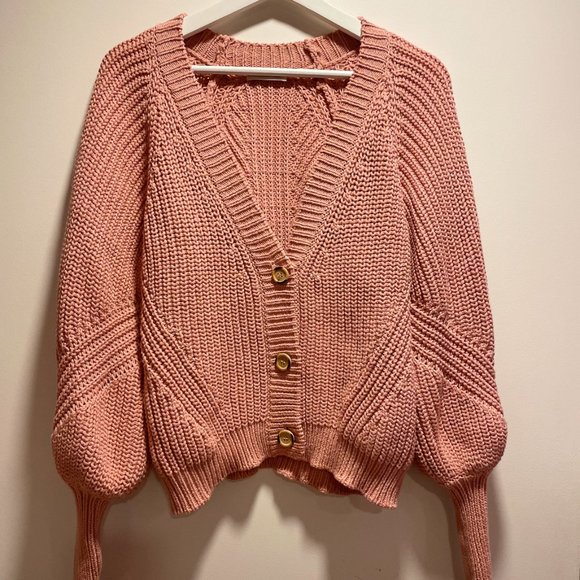 Ulla Johnson Pink Wooden Button Cotton Cardigan Small - Picture 1 of 2
